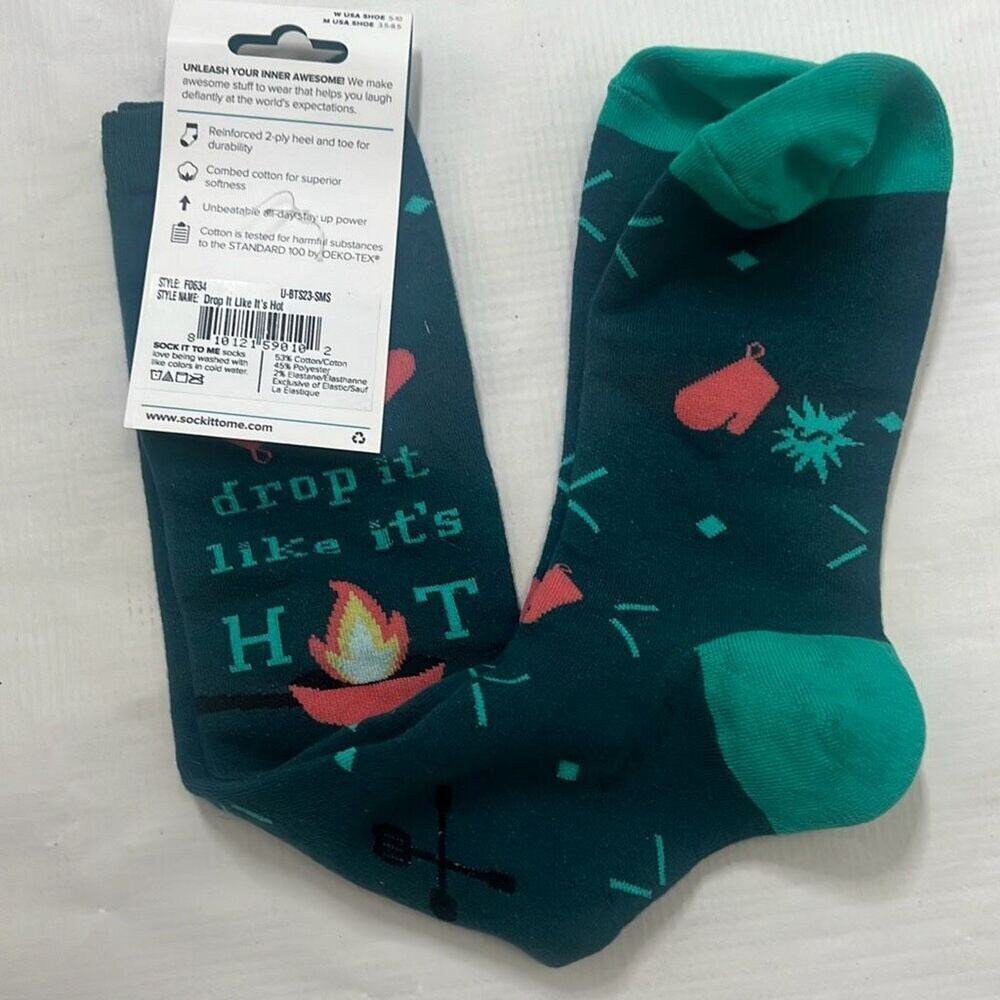NWT Sock It To Me Mens Green Red Drop‎ It Like It's Hot Knee-High Socks